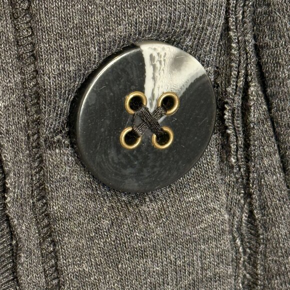 We The Free Charcoal Gray Ribbed Button-Up Long Sleeve Top, L - Picture 6 of 9